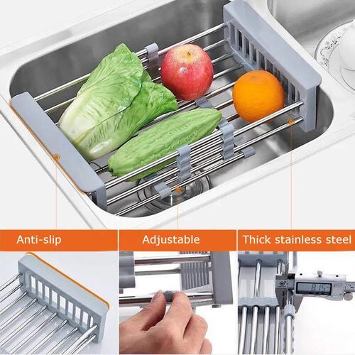Escurridor Para Trastes Ajustable Fregadero Acero Inoxidable