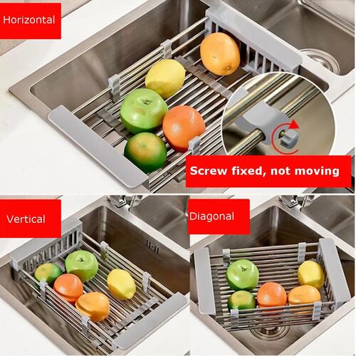 Escurridor Para Trastes Ajustable Fregadero Acero Inoxidable
