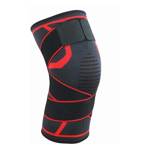 Rodillera Elástica De Compresión Negro con Rojo  Talla XL
