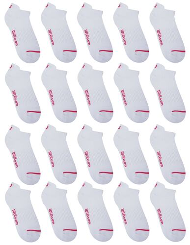 PAQUETE CALCETINES TIN NIÑA WILSON SIN FELPA 20 PARES BLANCO FILO ROSA TALLA GRANDE(21.5cm-23cm)