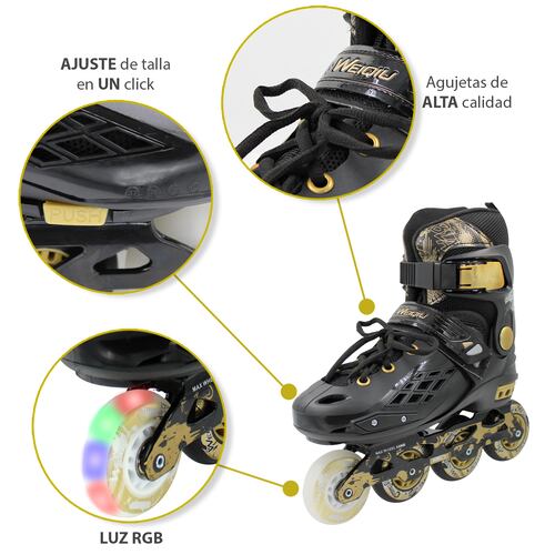 Patines Profesionales Linea Luz Led Talla 21-23 Premium Max