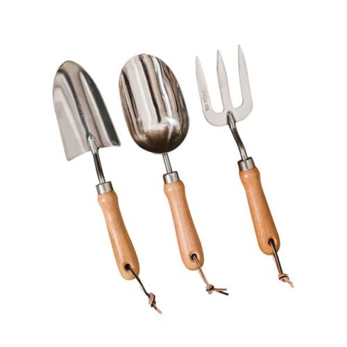 Herramientas de jardinería mango de madera 3 piezas