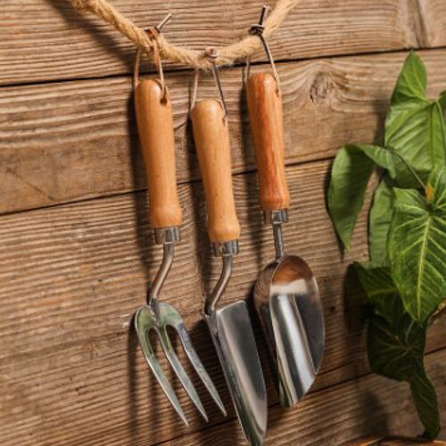 Herramientas de jardinería mango de madera 3 piezas