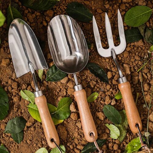 Herramientas de jardinería mango de madera 3 piezas