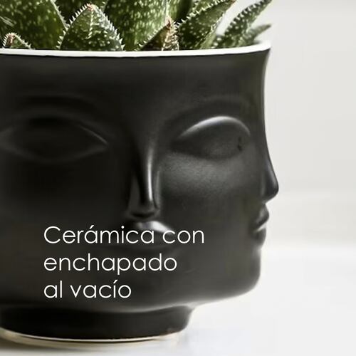 Ilios Innova Macetero minimalista con cara multifacética Maceta de cerámica con Forma de Rostro para decoración