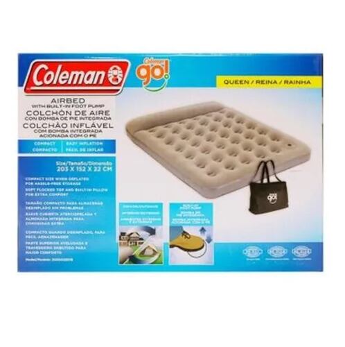 Colchón Inflable Queen Size Go C/Bomba De Pie Coleman.