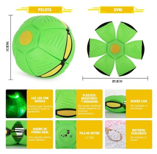 Pelota Deformable Con Luces Juguete Didáctico Para Niños Verde