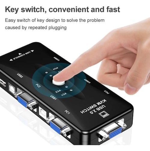 Conmutador Kvm 4 Puertos Con Conmutador De Teclado Y Ratón