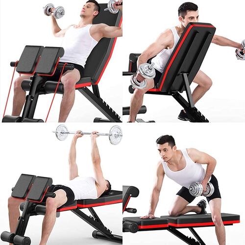 Banco para ejercicio multifuncional ajustable para entrenamiento de cuerpo completo con diseño plegable para el hogar multi-posiciones gym para pesas y mas..