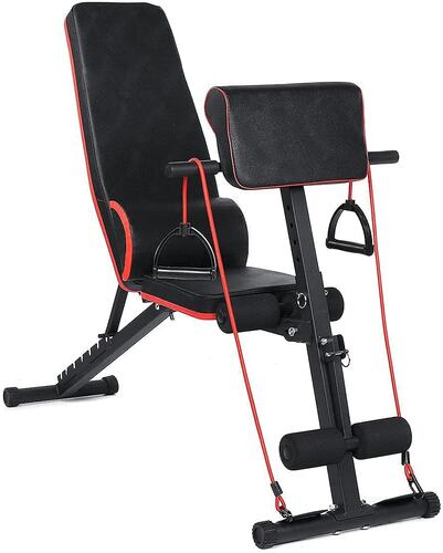 Banco para ejercicio multifuncional ajustable para entrenamiento de cuerpo completo con diseño plegable para el hogar multi-posiciones gym para pesas y mas..