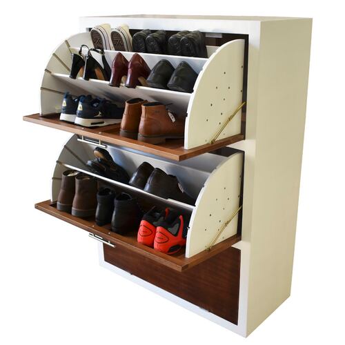 Mueble Zapatero Moderno Hasta 36 O 24 Pares Practico  Blanco Parota