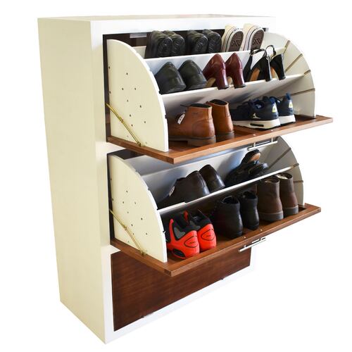 Mueble Zapatero Moderno Hasta 36 O 24 Pares Practico  Blanco Parota