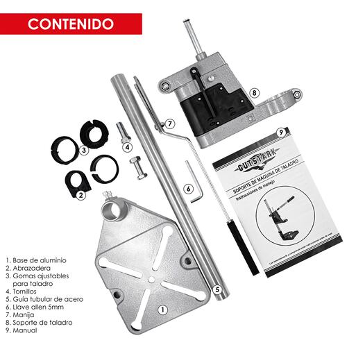 Soporte Taladro Vertical 4 Sujetadores Base Hierro 1 a 60 mm Ajustable Gutstark