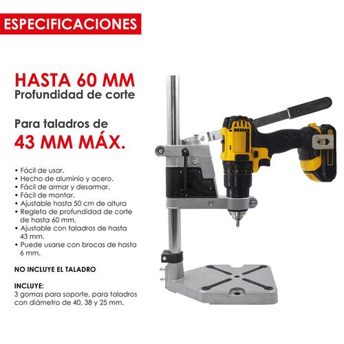 Soporte Taladro Vertical 4 Sujetadores Base Hierro 1 a 60 mm Ajustable Gutstark