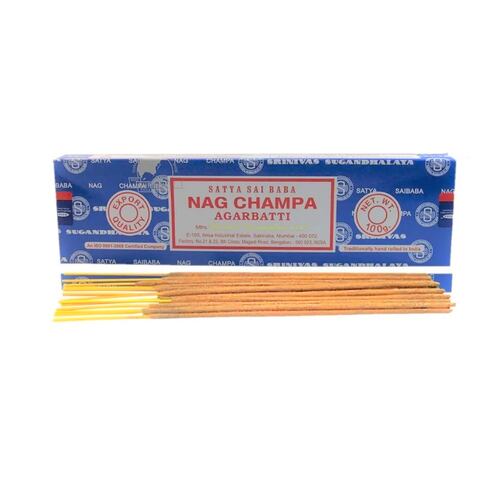  Incienso Satya Sai Baba Nag Champa de Shrinivas Sugandhalaya, 3 cajitas c/12 pzas c/u
