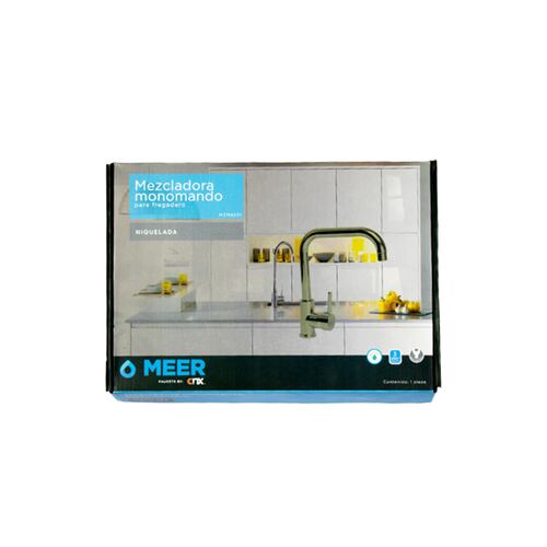 CNX Mezcladora Monomando (Satinada) Para Fregadero (Incluye Mangueras de agua fría y Caliente), fabricada en acero inox.