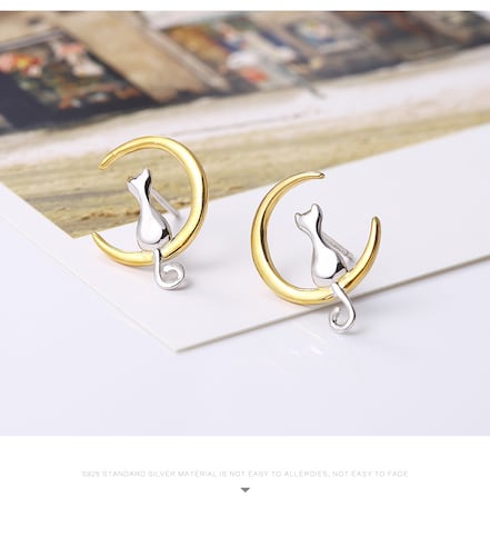 Aretes Gatito De Plata 0.925 - 476