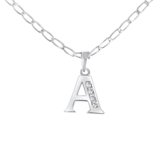 Collar de Inicial Authshine de Plata Ley 925 con Circonia Letra A para Mujer.