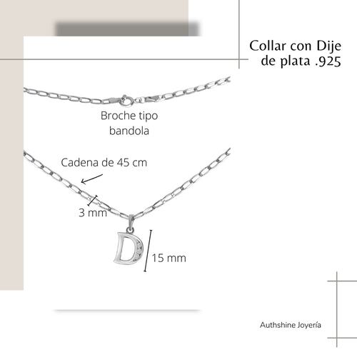 Collar de Inicial Authshine de Plata Ley 925 con Circonia Letra A para Mujer.
