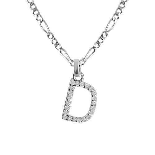 Collar de Inicial Authshine de Plata Ley 925 con Dije de Circonia Cúbica Letra D para Mujer