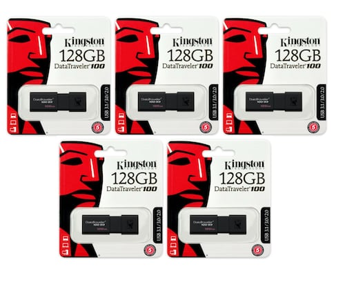 Mayoreo 5 Memorias USB 2.0 Kingston 128 GB
