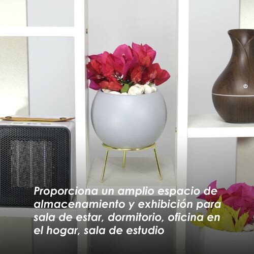 Librero organizador multifuncional de 15 espacios con repisas y cajón. Estante resistente y minimalista con espacios para almacenamiento. 