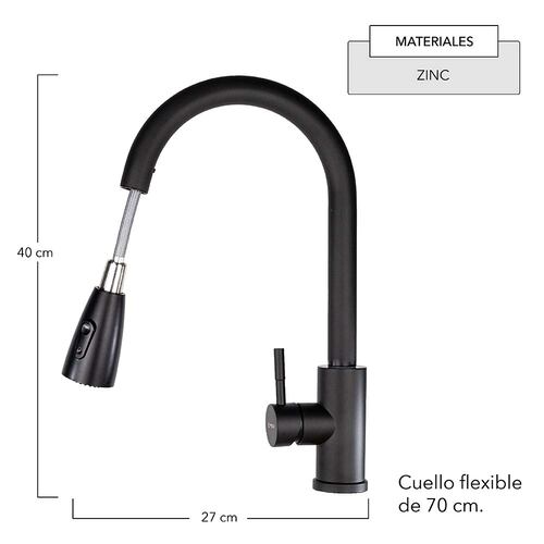 CNX Mezcadora Flexible Monomando para Fregadero Negro