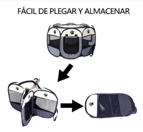 Casa  para Perros con Valla Plegable Gris 
