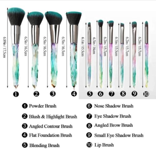Kit de 10 Brochas de Mango Cristal Azul