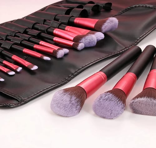 15 Brochas de Maquillaje Profesional   Negro con Rosa