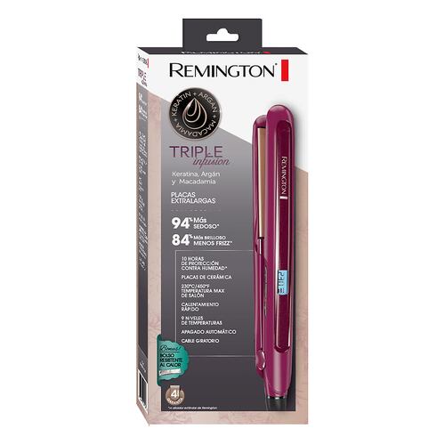 Plancha De Cabello Cerámica Remington S7740 Keratina Argán Macadamia