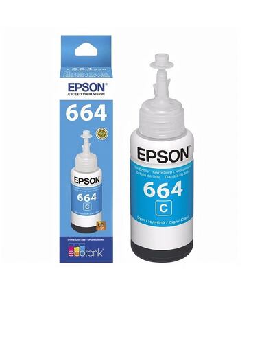 Botella Tinta Epson T664 Cian 644 T664220 C13t66422a Origina impresión tinta cartucho impresora pc