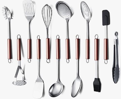 Juego de utensilios de cocina 12 Piezas mango de oro rosa