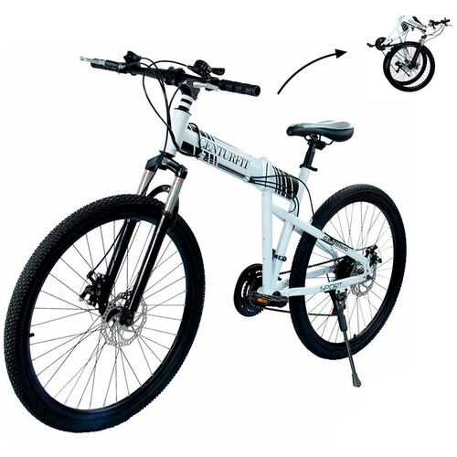 Bicicleta Plegable de Montaña Rodada 26 Deportiva 21 Velocidades Aluminio Ruta Ciclismo Urbana Blanca Centurfit 
