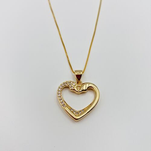 Collar Amor- Cadena y Dije Corazón- Baño de Oro 18K-Dorado