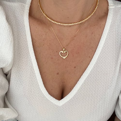 Collar Amor- Cadena y Dije Corazón- Baño de Oro 18K-Dorado