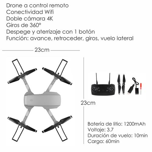 Drone VAK K1 Doble Camara 4K Wifi control 360 6 ejes foto y video 