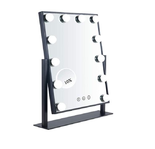 Espejo De Tocador De Mesa Con 12 Bombillas LED Negro 