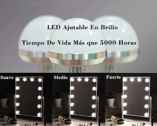 Espejo De Tocador De Mesa Con 12 Bombillas LED Negro 