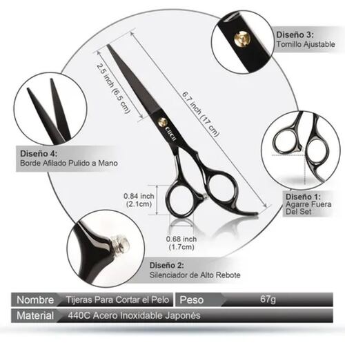 Kit Tijeras Cortar Cabello, Profesionales Barbero 8 Piezas
