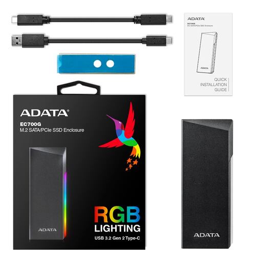 Enclosure Para SSD M.2 Adata EC700G a USB 3.2 PCIe/SATA AEC700GU32G2-CGY.