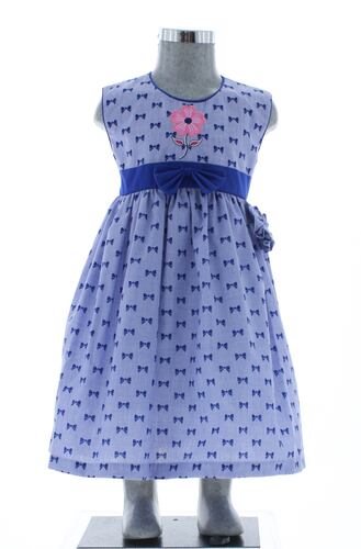 Vestido Niña Azul Moños 2848 1 a 8 años.