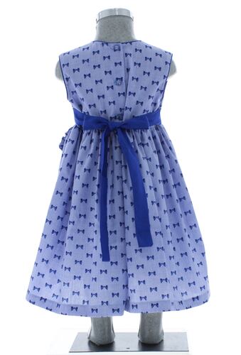 Vestido Niña Azul Moños 2848 1 a 8 años.