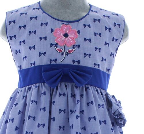 Vestido Niña Azul Moños 2848 1 a 8 años.