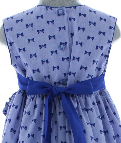 Vestido Niña Azul Moños 2848 1 a 8 años.