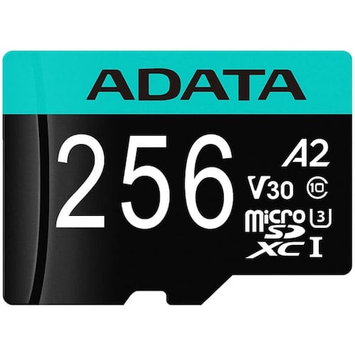 Memoria MicroSD Adata Premier Pro 256GB SDXC UHS-I U3 V30 Clase 10 A2 Con Adaptador AUSDX256GUI3V30SA2-RA1