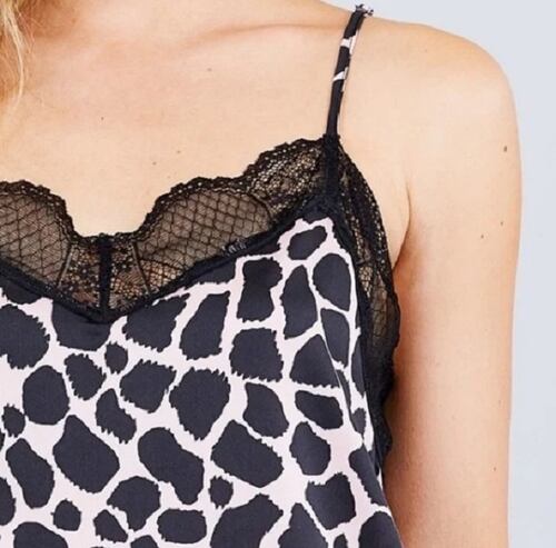 Blusa Tirantes Top Leopardo Rosa Encaje Camisola Satinada Active USA Talla Grande