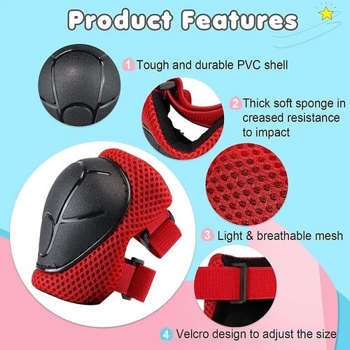 Casco Protección Kit Niños Bicicleta 3-13 años Rojo