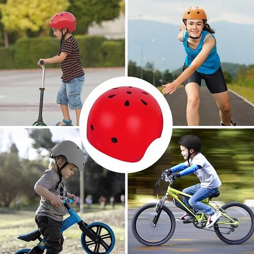 Casco Protección Kit Niños Bicicleta 3-13 años Rojo