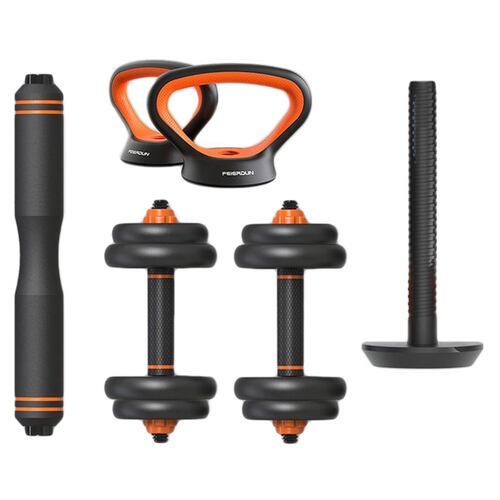 Kit de mancuernas y barras para ejercicio en casa 6 en 1 Multi usos con peso ajustable 10 Kg discos de pesas para ejercicio, pesas rusa y mas..